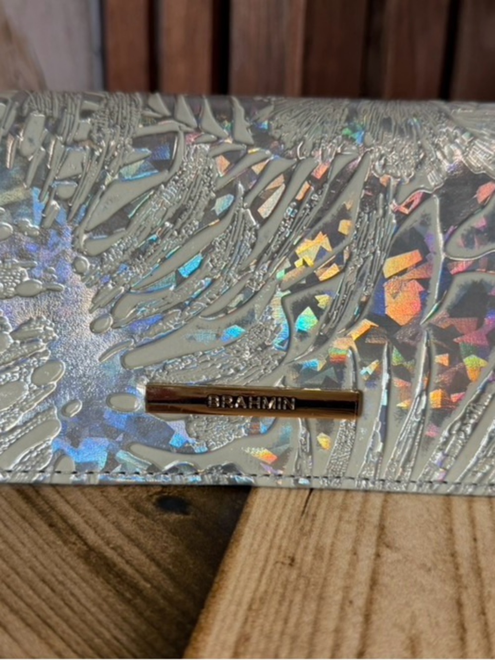 BRAHMIN SILVER SERENADE ADY WALLET IRIDESCENT GLOW GENUINE LEATHER NWT